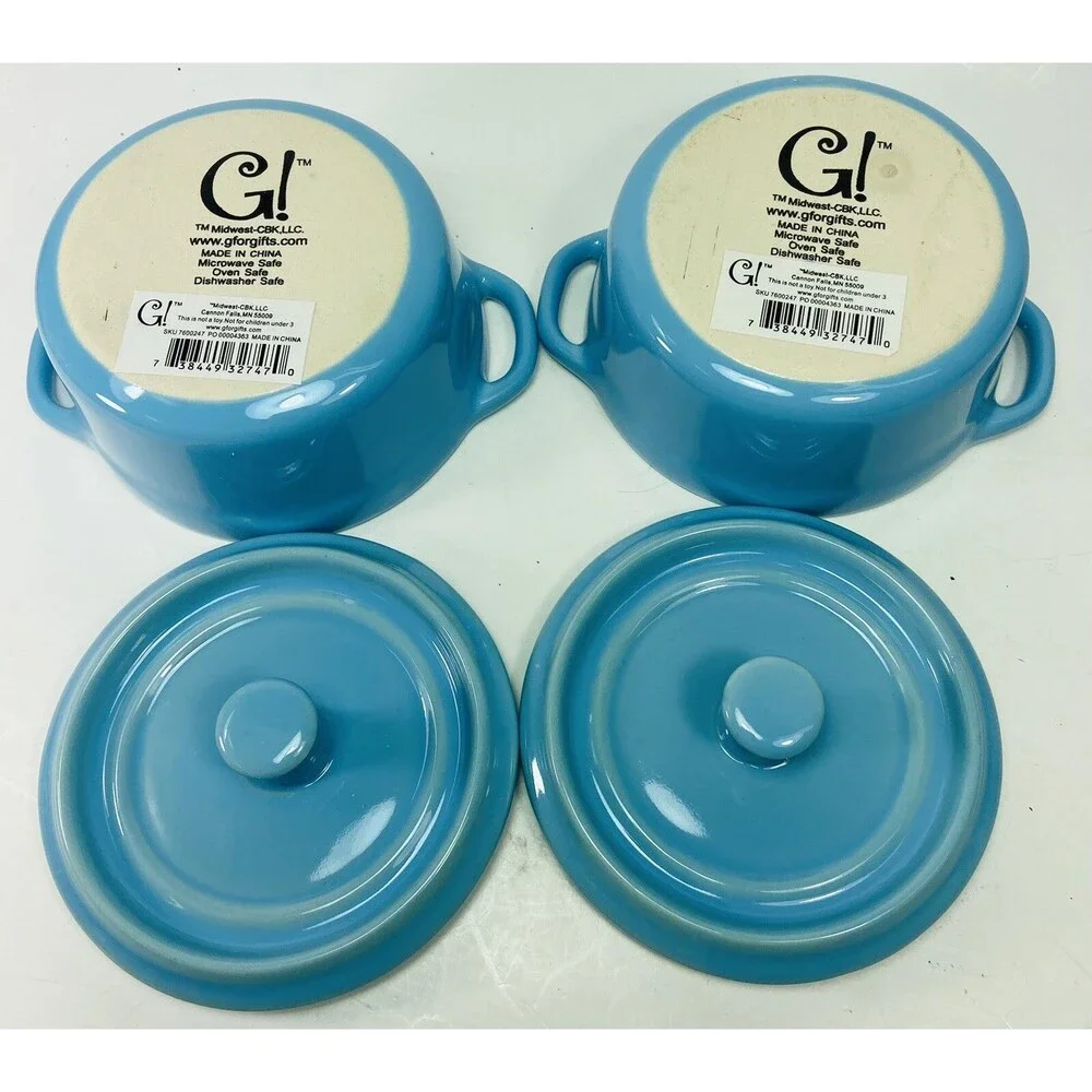 G Midwest of Cannon Falls 2 Seafoam Blue Mini Casserole Single Serve Dishes